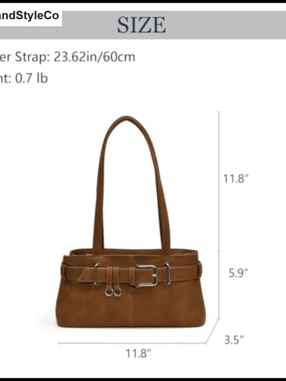 Vintage Y2K Hobo Shoulder Bag Belt Buckle Small PU Leather Underarm Satchel